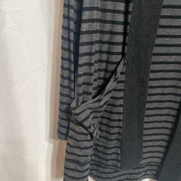 Indigenous Striped Long Sleeve Open Cardigan L Cotton Gray Sweater - Picture 2 of 4